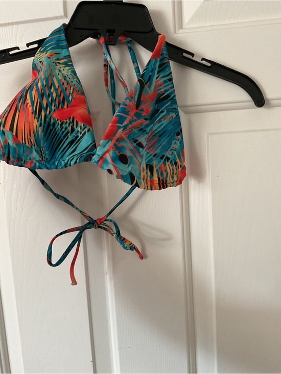 No brand Other - Tropical Print String Bikini Top in Teal and Coral